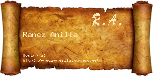 Rancz Anilla névjegykártya